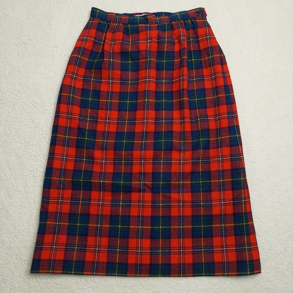 Vintage Pendleton Plaid Wool Skirt Sz 8 26 W Authentic Boyd Tartan Red Made USA